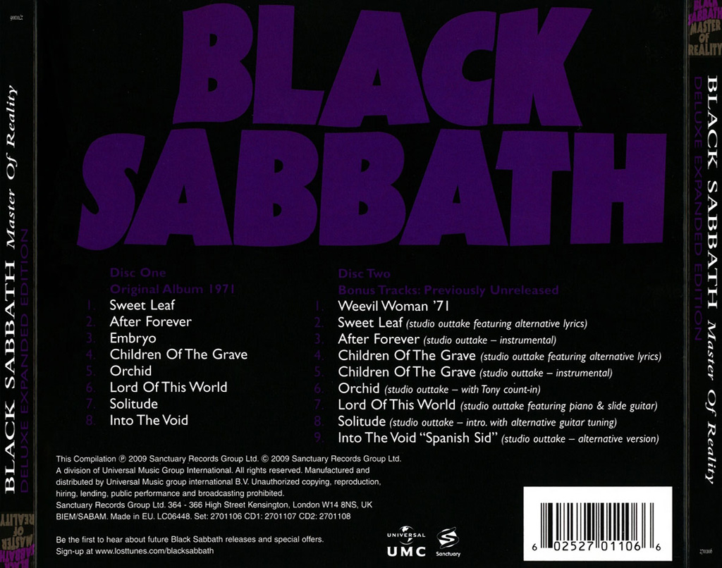 Black Sabbath ‎– Master Of Reality Vinilo – The Viniloscl SPA